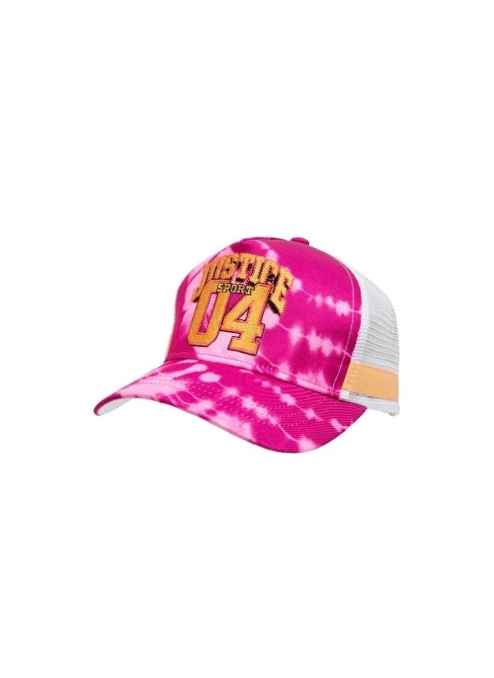 Justice Girls Baseball Style Hat, Red Gray with Tie Dye Front Panel and